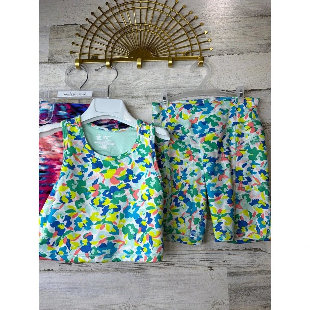 Member's Mark Active Set Bundle Girls Size 6/6X Colorful Floral Space Dye EUC